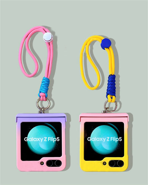 Retro gaming style case for Samsung Galaxy Z Flip 5 in pink and yellow"