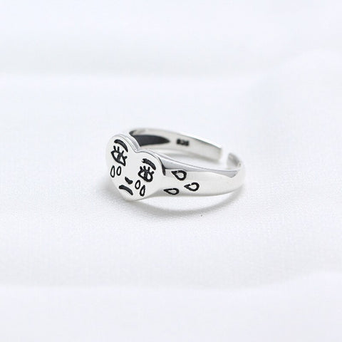 retro tears face ring