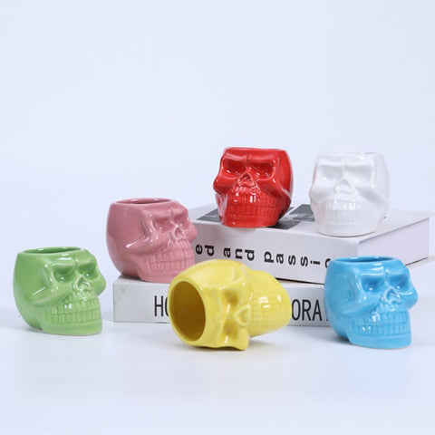 skull shape ceramic succulent flower pot