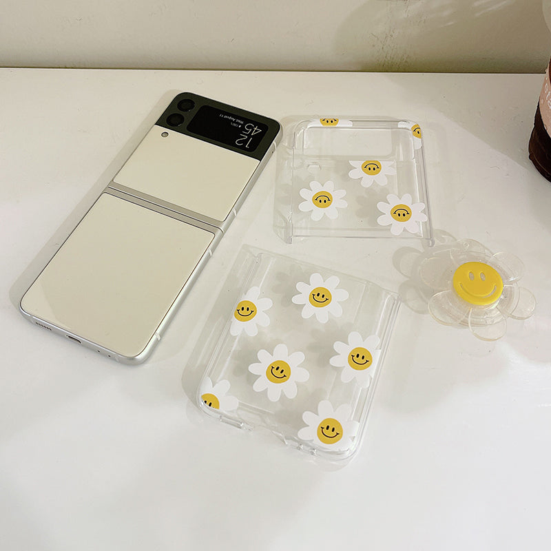 Floral Galvanized Glass Cell Phone Case For Samsung Galaxy Z Flip 3 Phone